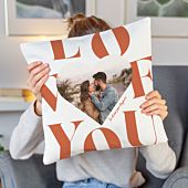 Housse de coussin personnalisée Cœur avec photo et texte