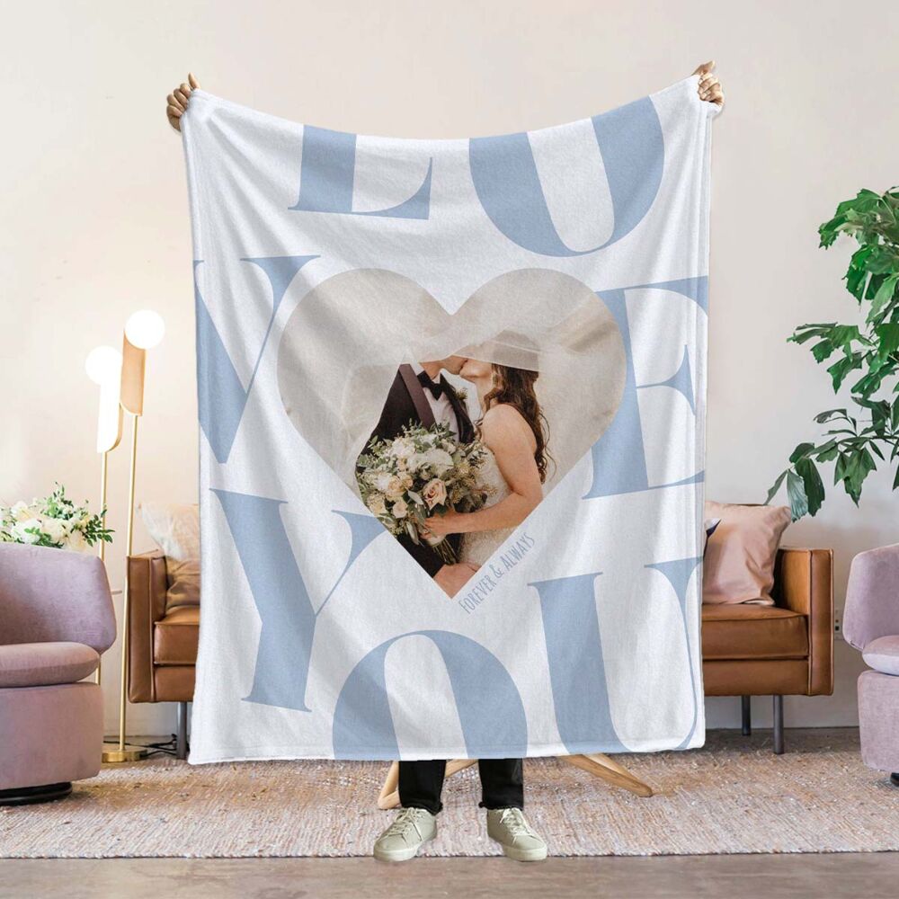 Couverture personnalisée cœur avec photo et texte