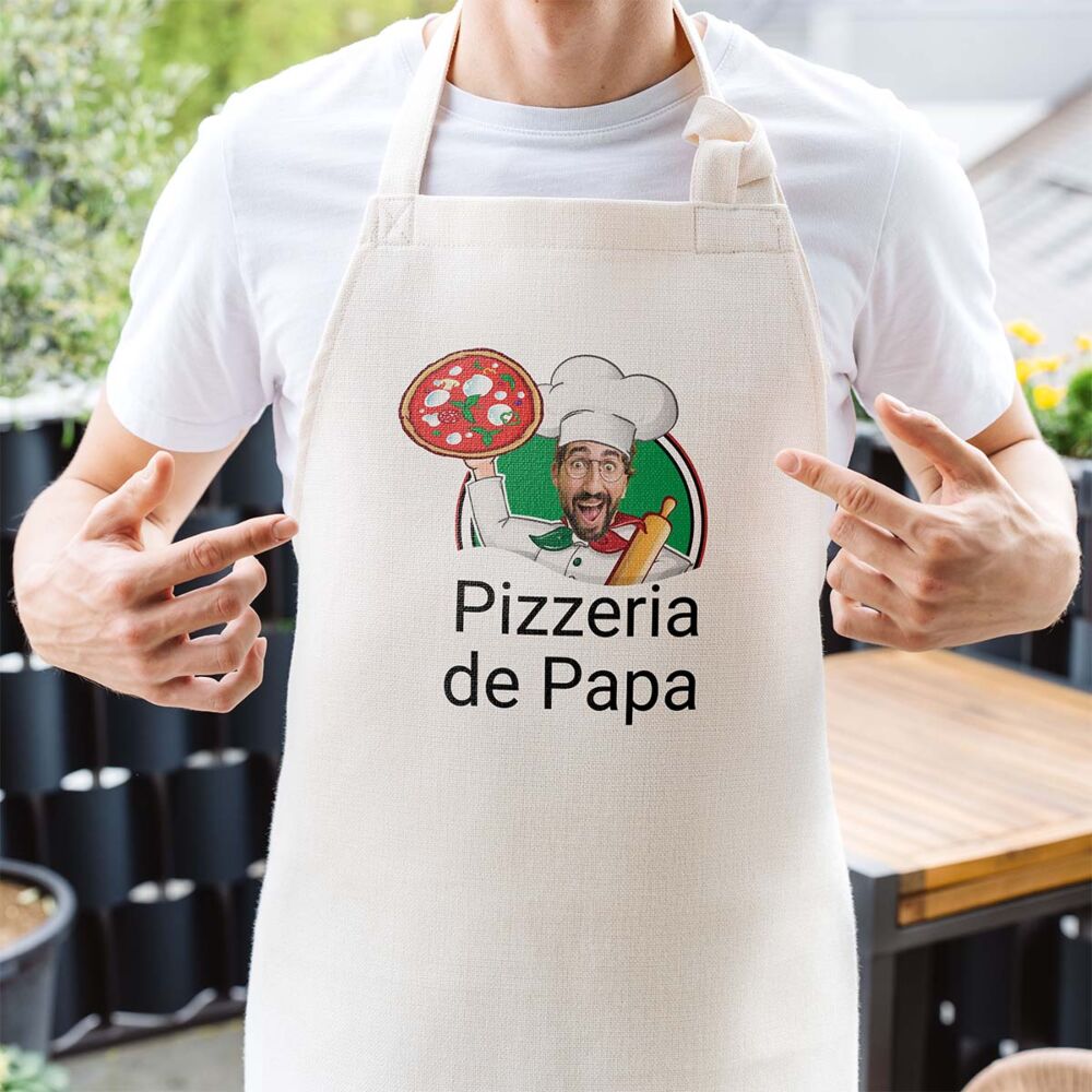 Tablier de cuisine personnalisé Pizzeria avec visage