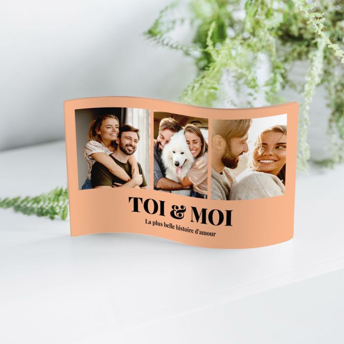 Cadre acrylique personnalisé avec 3 photos et texte