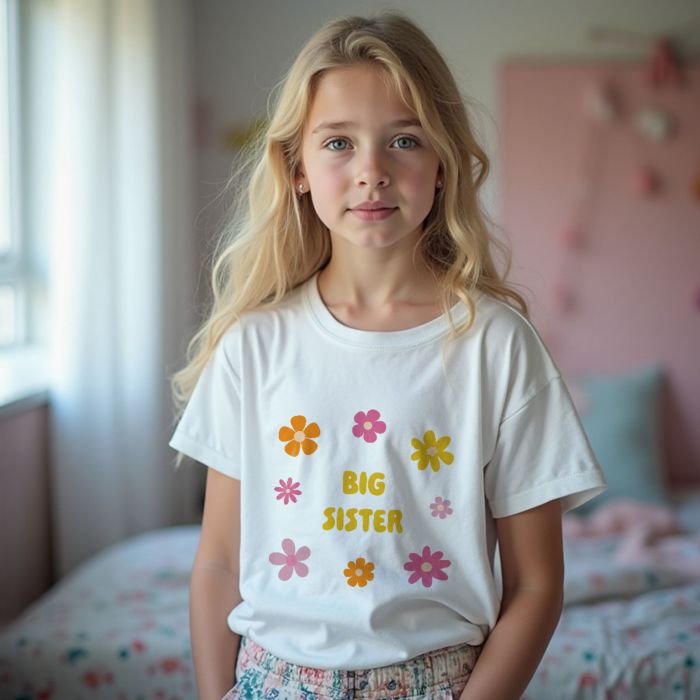 T-shirt personnalisé Enfant avec fleurs et texte