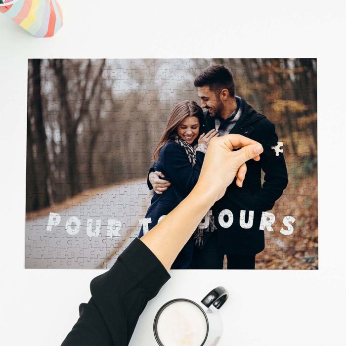 Puzzle personnalisé avec photo et texte courbé