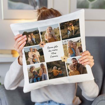 Housse de coussin personnalisée avec texte et symboles